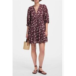 Madewell Peasant Dress Medium Puff Sleeve Tunic Boho Earthy Granola Oversized